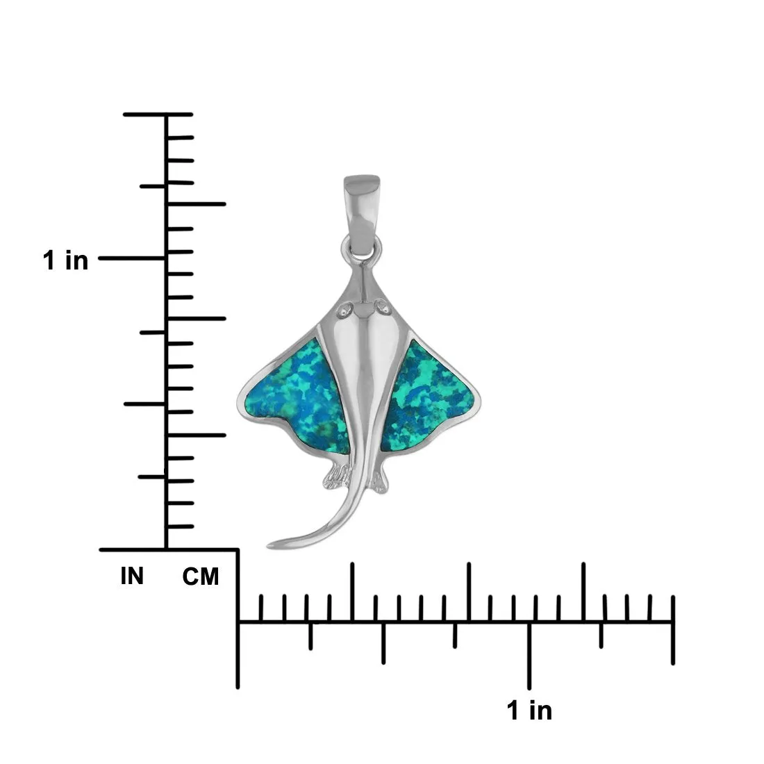 Sterling Silver Synthetic Blue Opal Stingray Pendant Necklace, 16 2" Extender