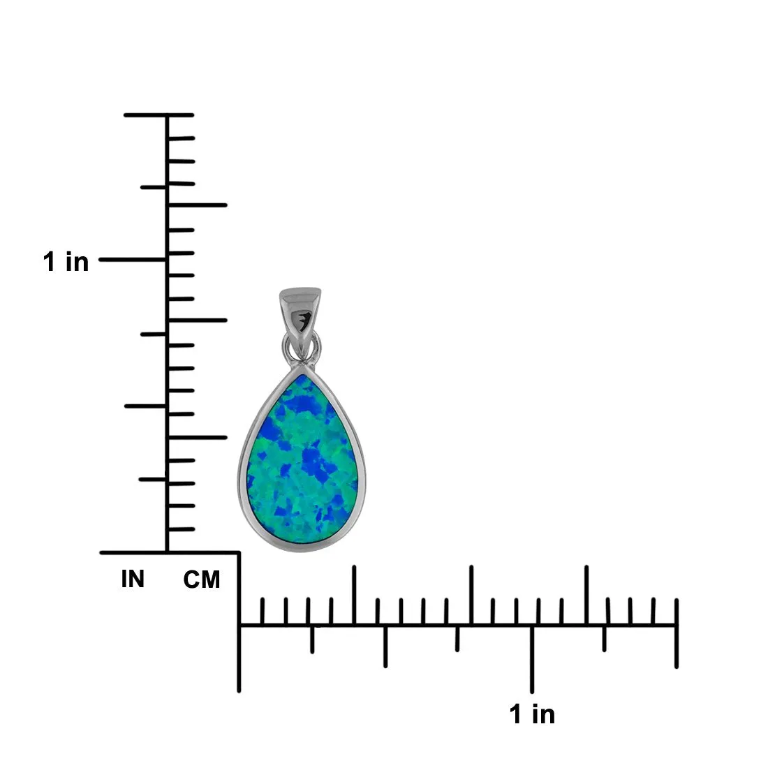 Sterling Silver Synthetic Blue Opal Teardrop Pendant Necklace, 16 2" Extender