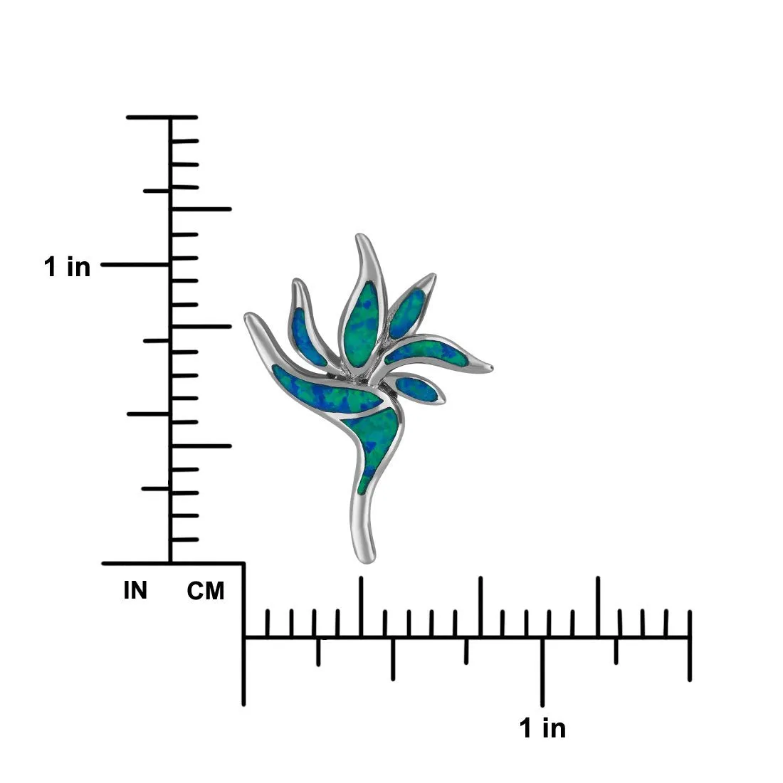 Sterling Silver Synthetic Opal Bird of Paradise Pendant Necklace