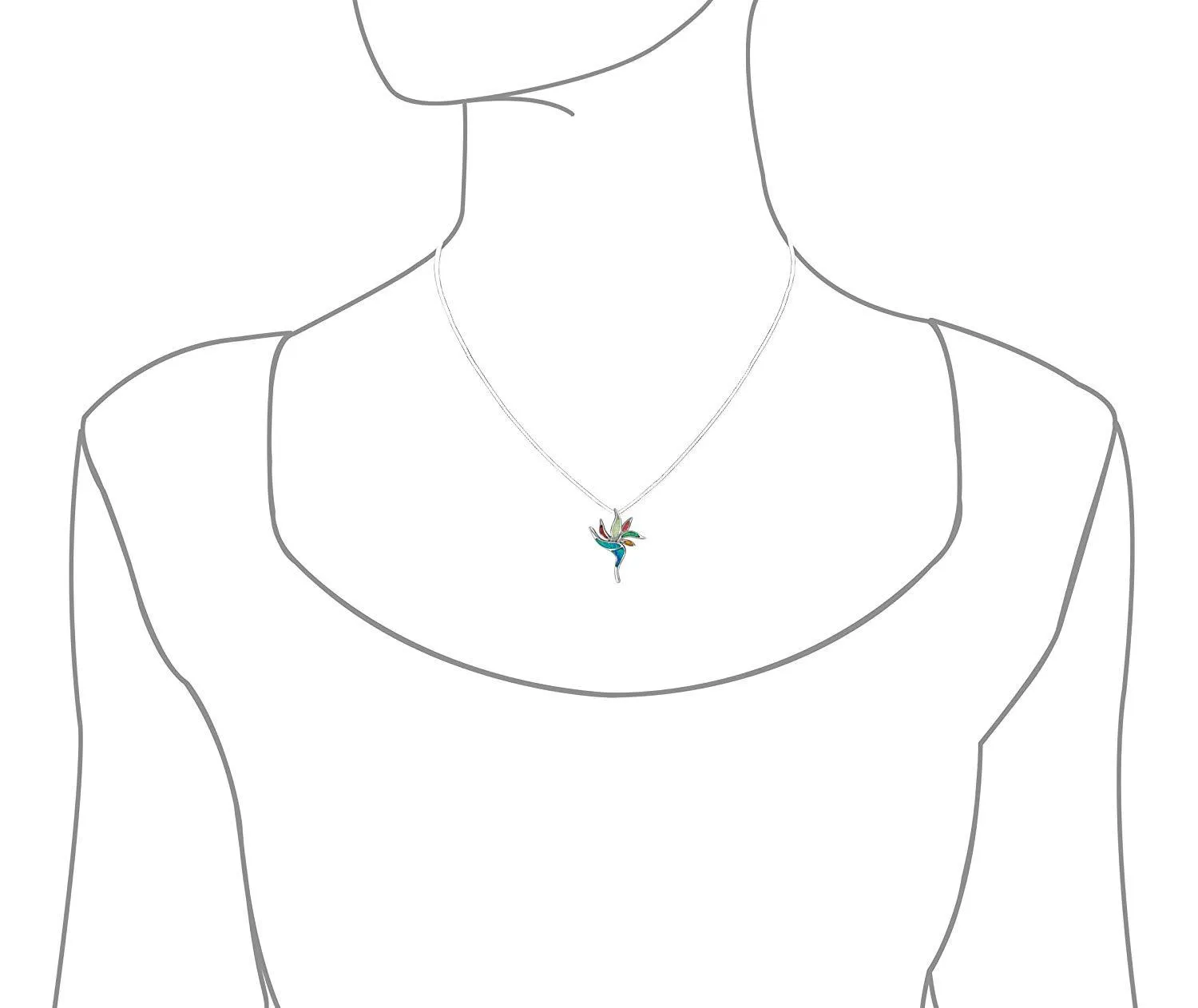 Sterling Silver Synthetic Opal Bird of Paradise Pendant Necklace