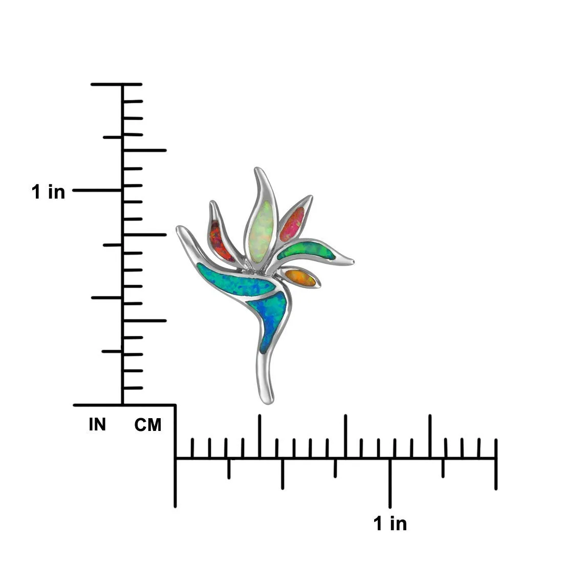 Sterling Silver Synthetic Opal Bird of Paradise Pendant Necklace