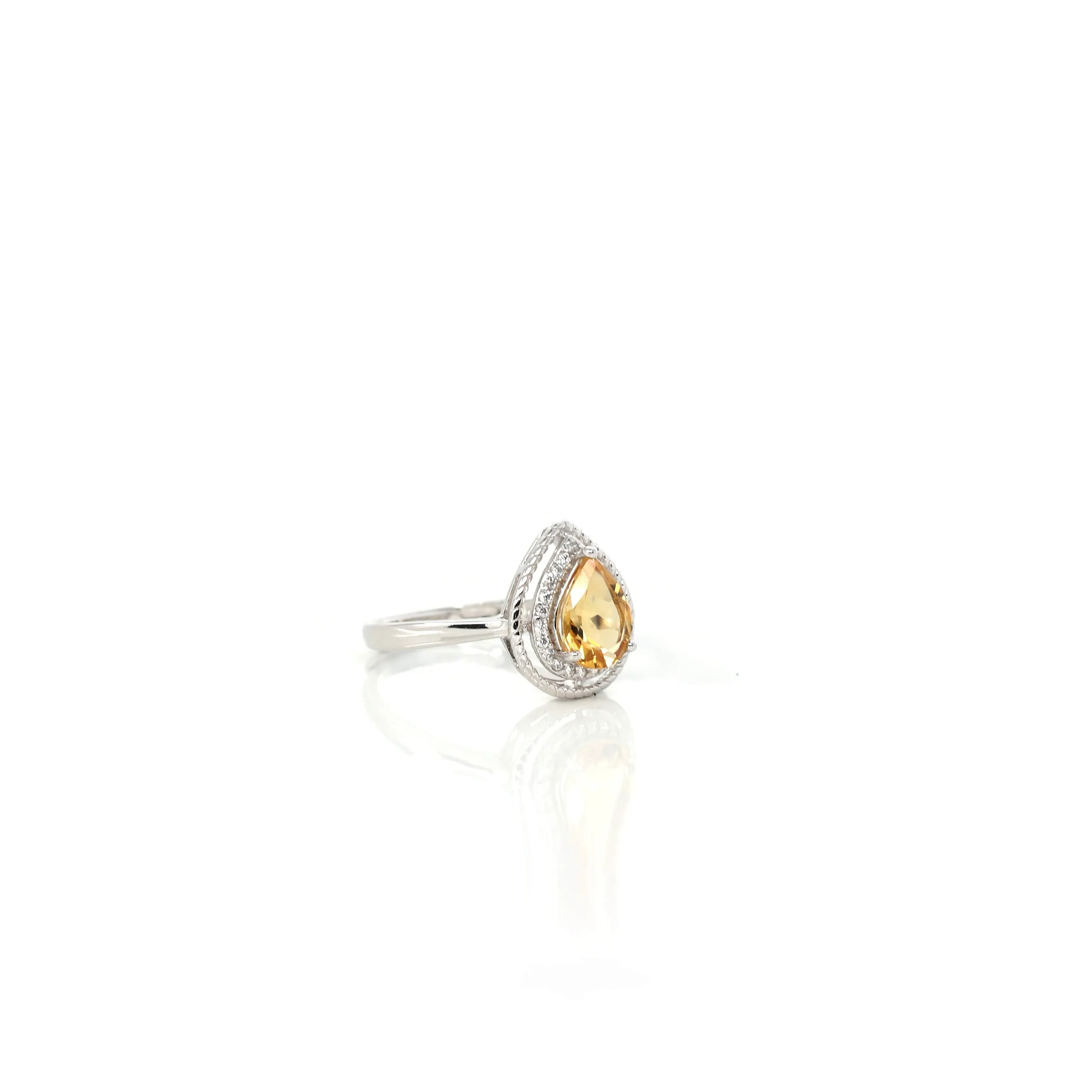 Sterling Silver Tear Drop Cut Citrine Ring