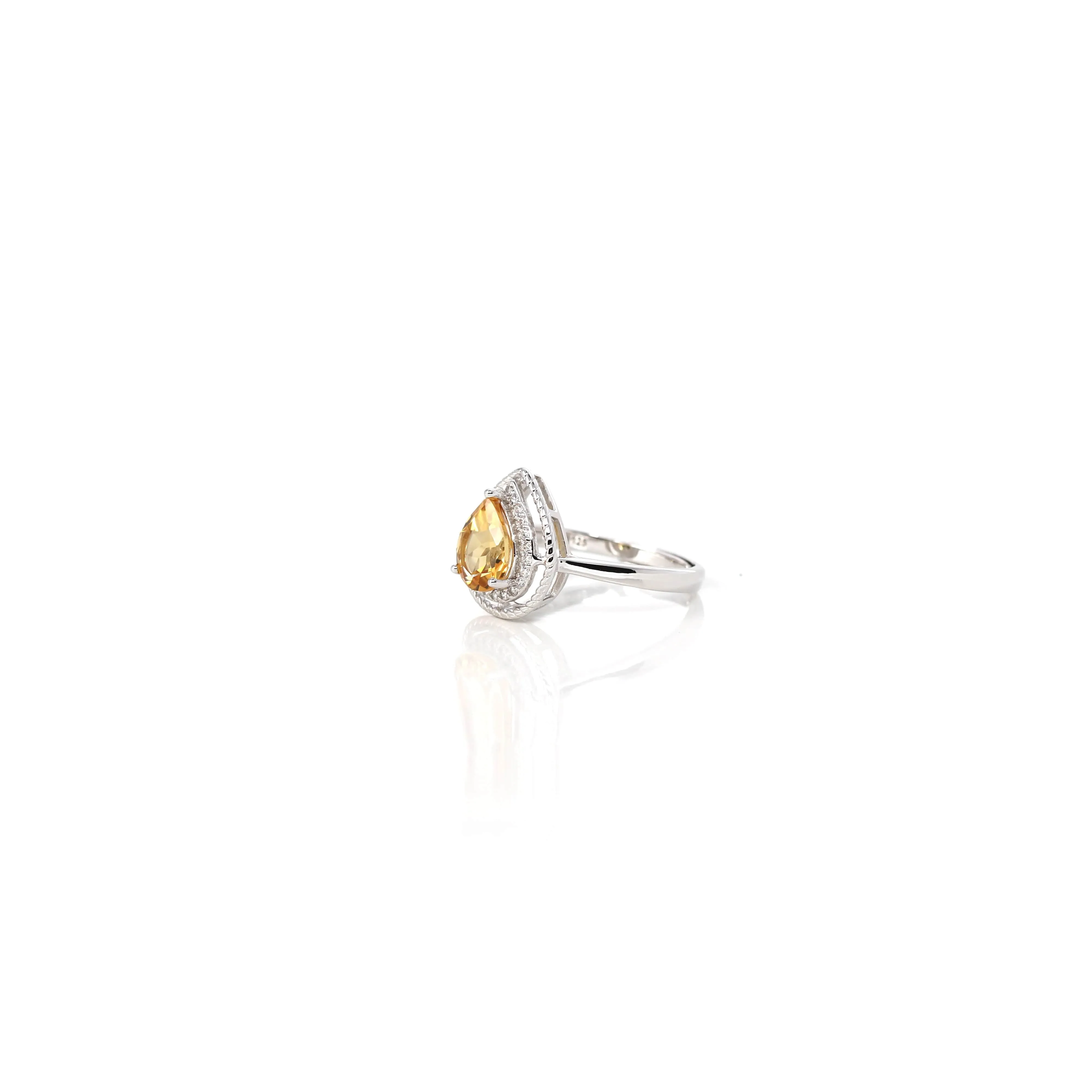 Sterling Silver Tear Drop Cut Citrine Ring