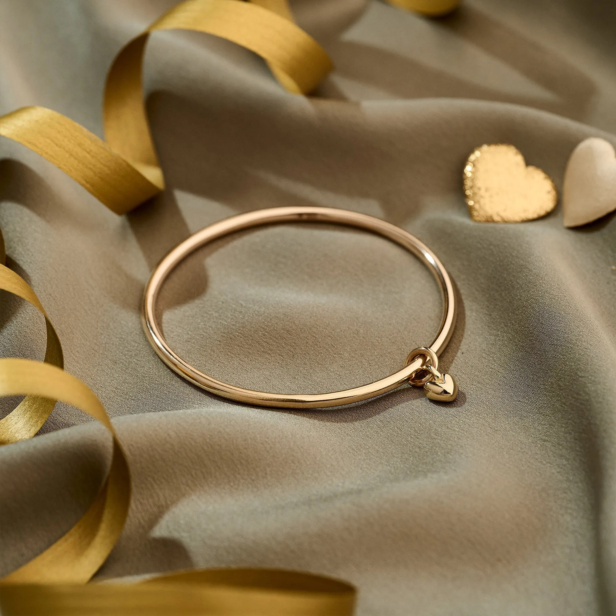 Sweetheart Recyled Solid Gold Heart Bangle