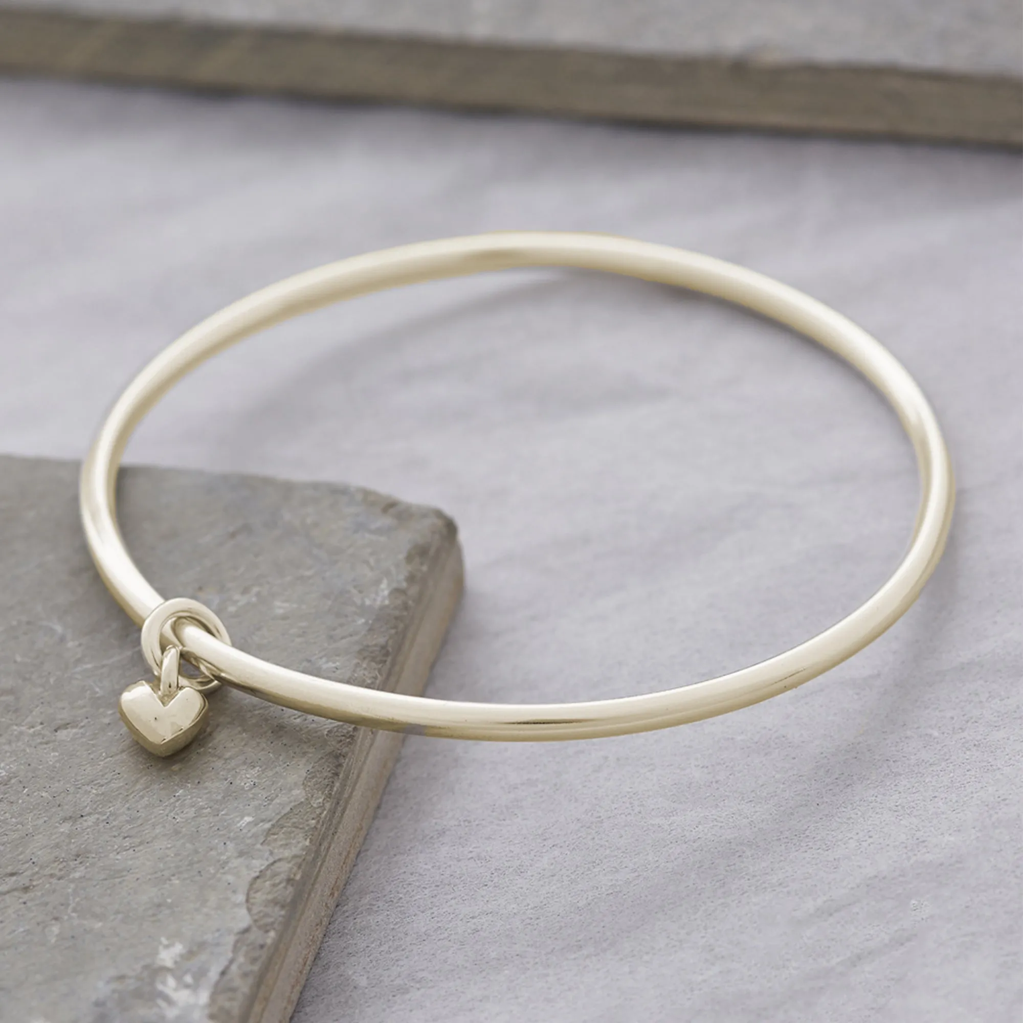 Sweetheart Recyled Solid Gold Heart Bangle