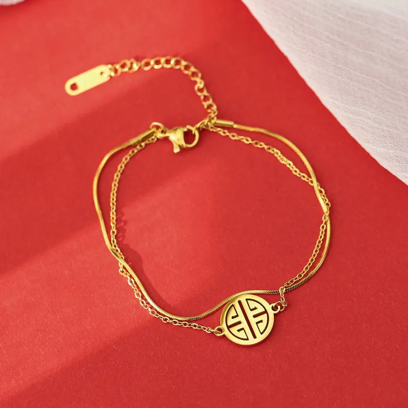 Temperament Lucky Double Blessing Bracelet Women