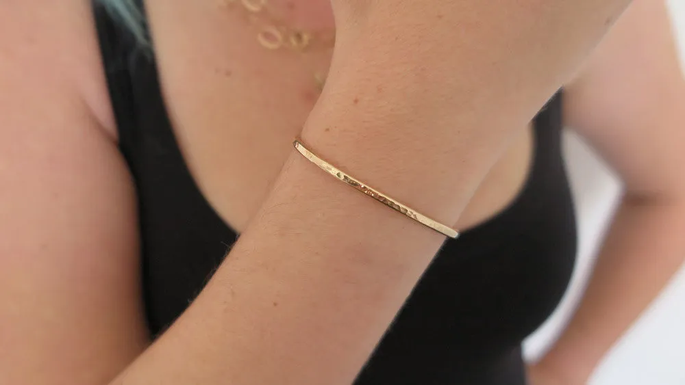 Thin Hammered Gold Fill Cuff Bracelet