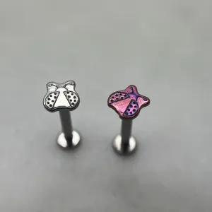 Titanium ladybug shaped Threadless earrings