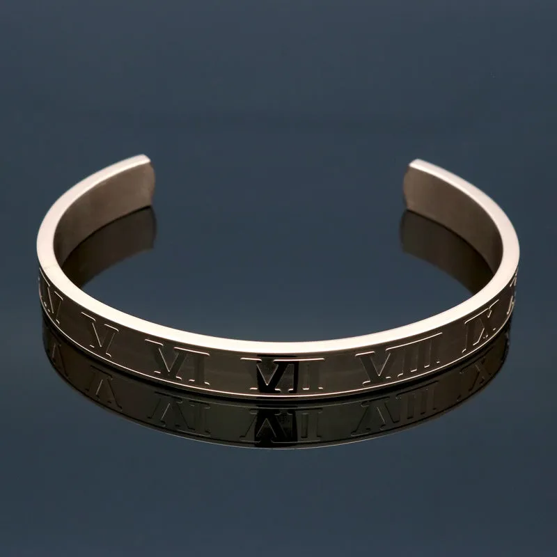 Titanium steel bracelet with Roman numerals