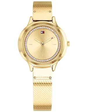 Tommy Hilfiger Womens Olivia Watch - Gold-Tone - Crystals - Bangle Bracelet