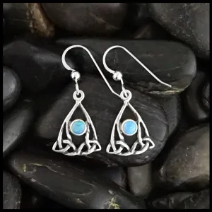 Trinity Knot Drop Earrings with Opal