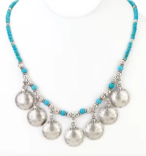 Turkish Coins Beaded Turquoise Necklace