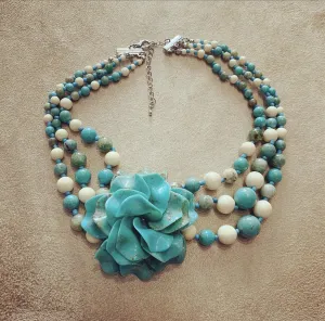 Turquoise Acrylic Flower Necklace