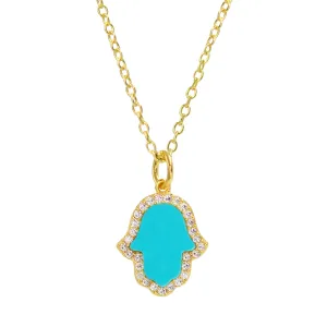 Turquoise Hamsa Hand Necklace