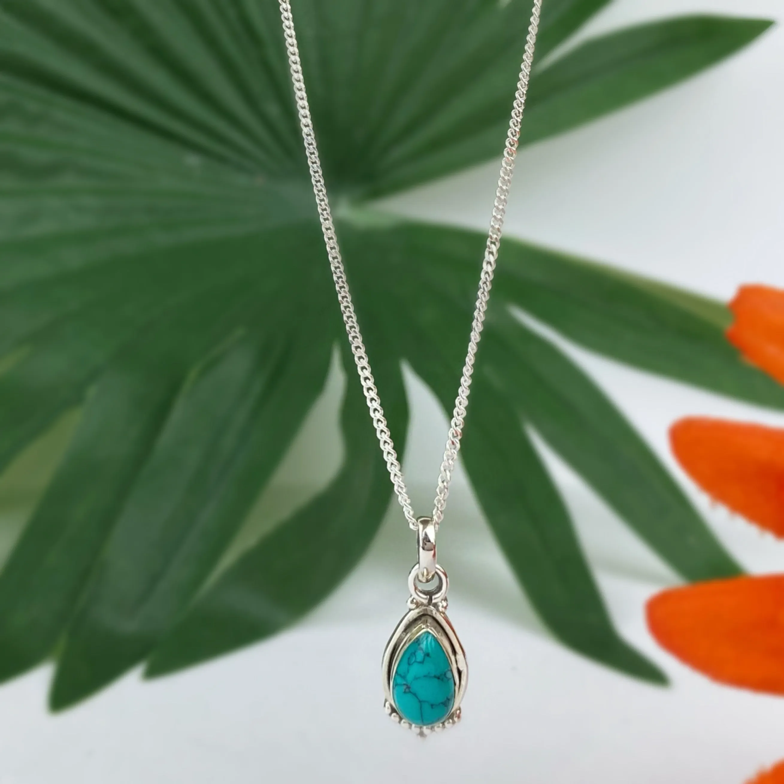 Turquoise Tear Pendant - SP3083