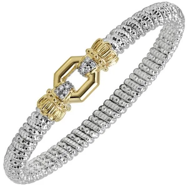 Vahan Sterling Silver & Yellow Gold Diamond Octagon Bangle