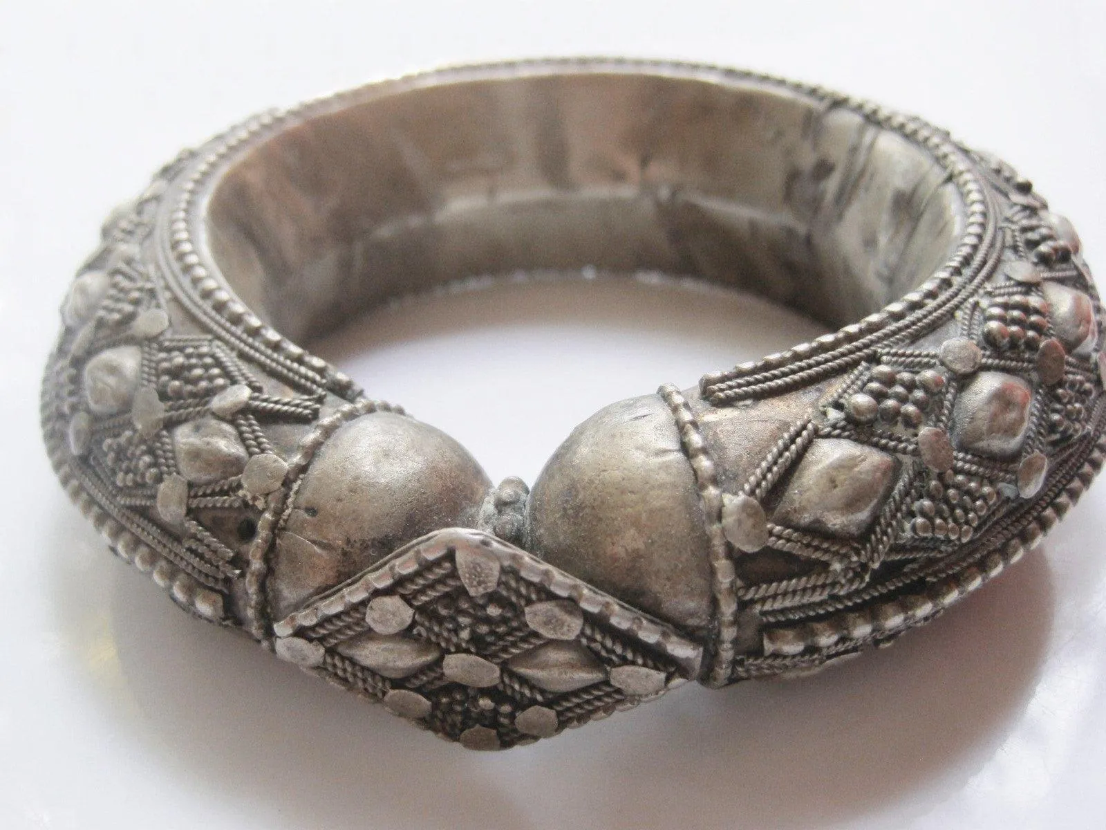 Vintage Bedouin Yemeni Bangle With Repousse Work