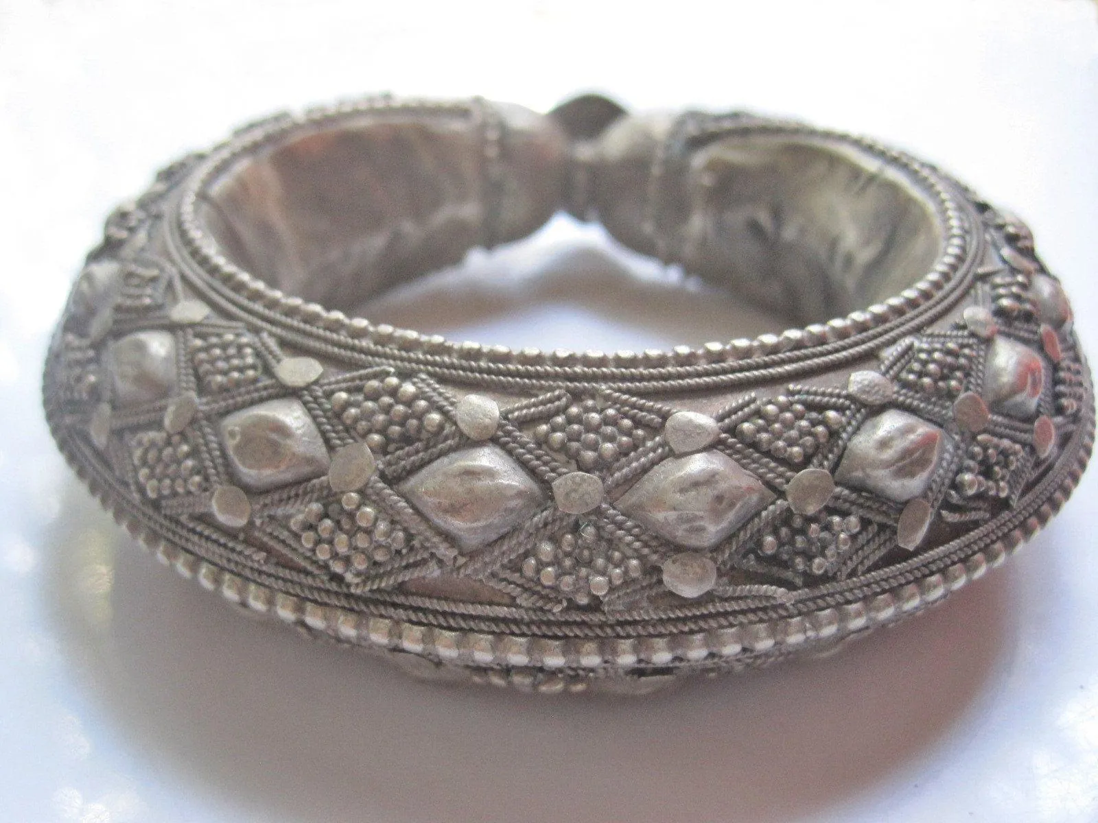 Vintage Bedouin Yemeni Bangle With Repousse Work