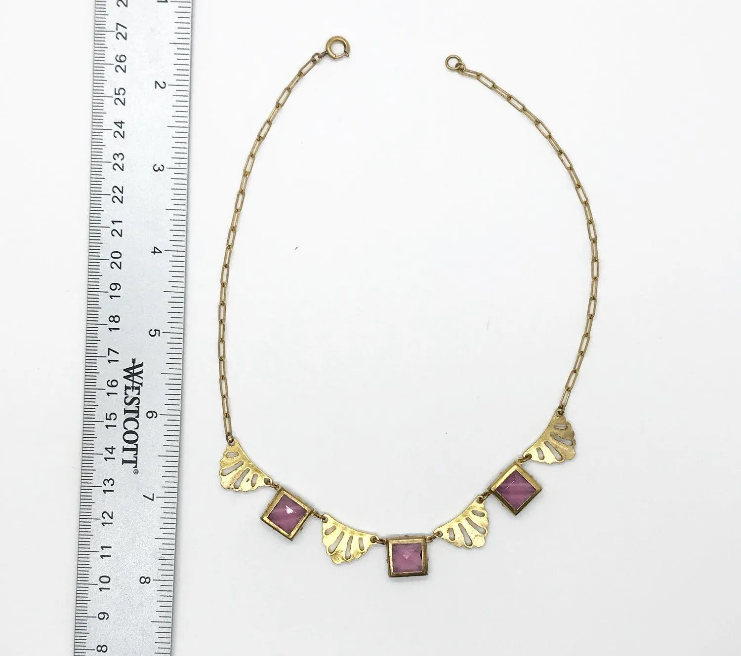 Vintage Purple Clear Stones and Filigree Choker Necklace