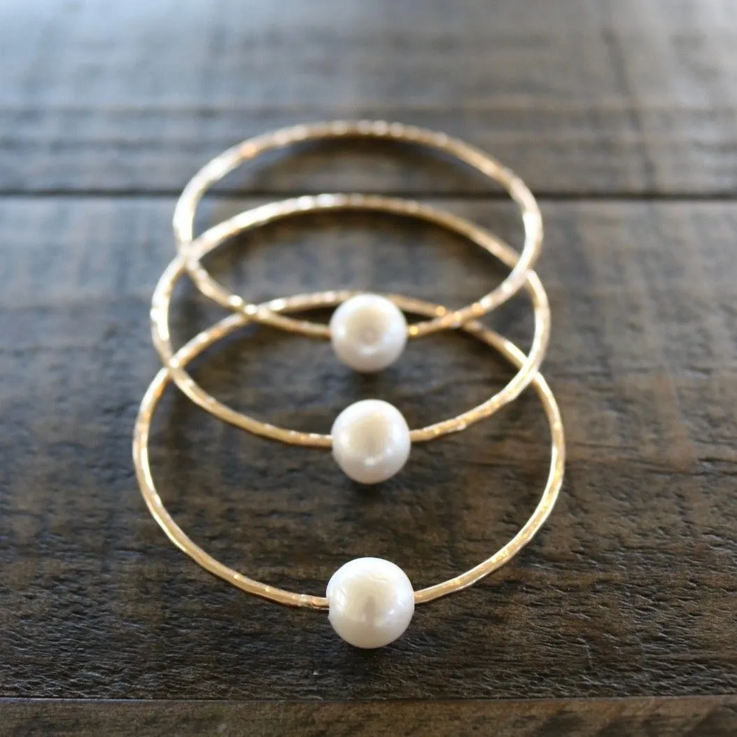 White Edison Pearl Bangle