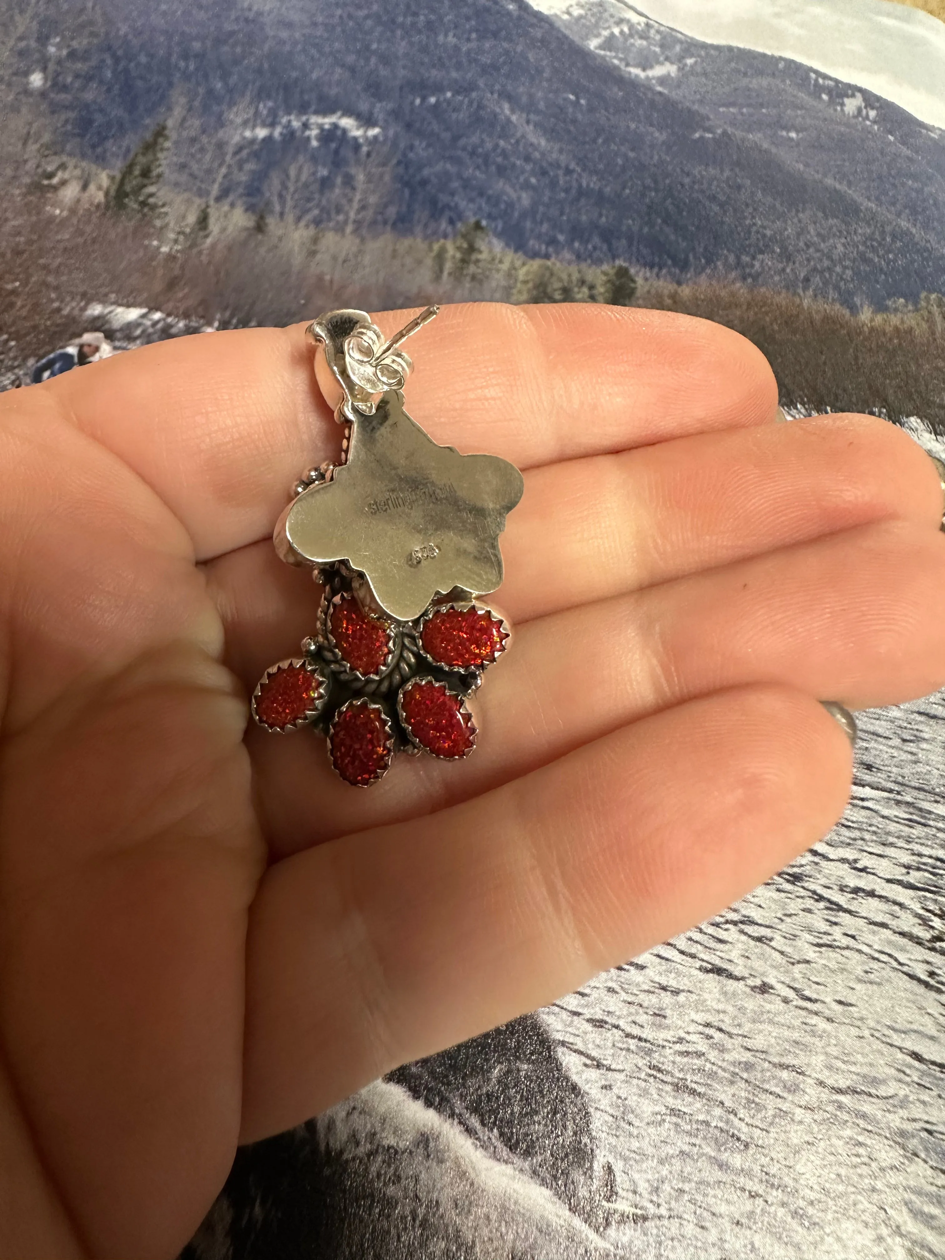 Wild Flower Whisper Red Fire Opal and Sterling Silver Handmade Post Earrings