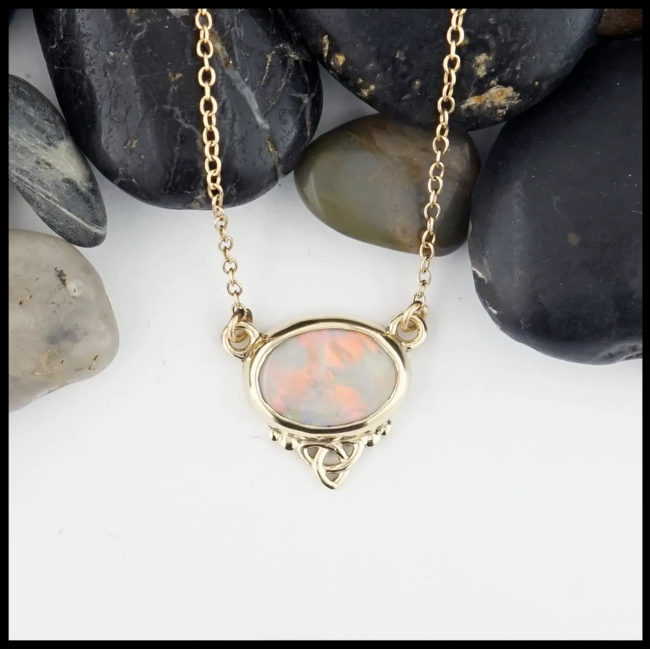 Yellow Gold Trinity Opal Necklace