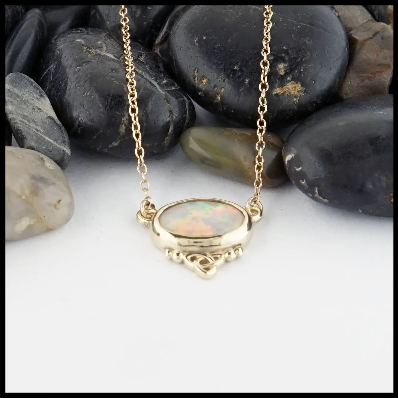 Yellow Gold Trinity Opal Necklace