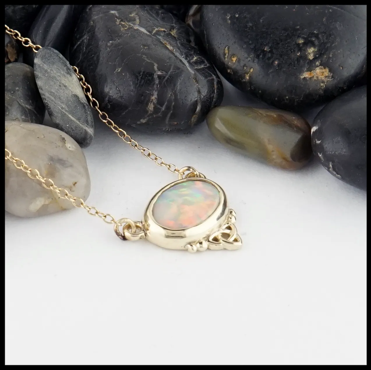 Yellow Gold Trinity Opal Necklace